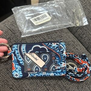 Blue and Orange ID Holder with Lanyard credit card wallet